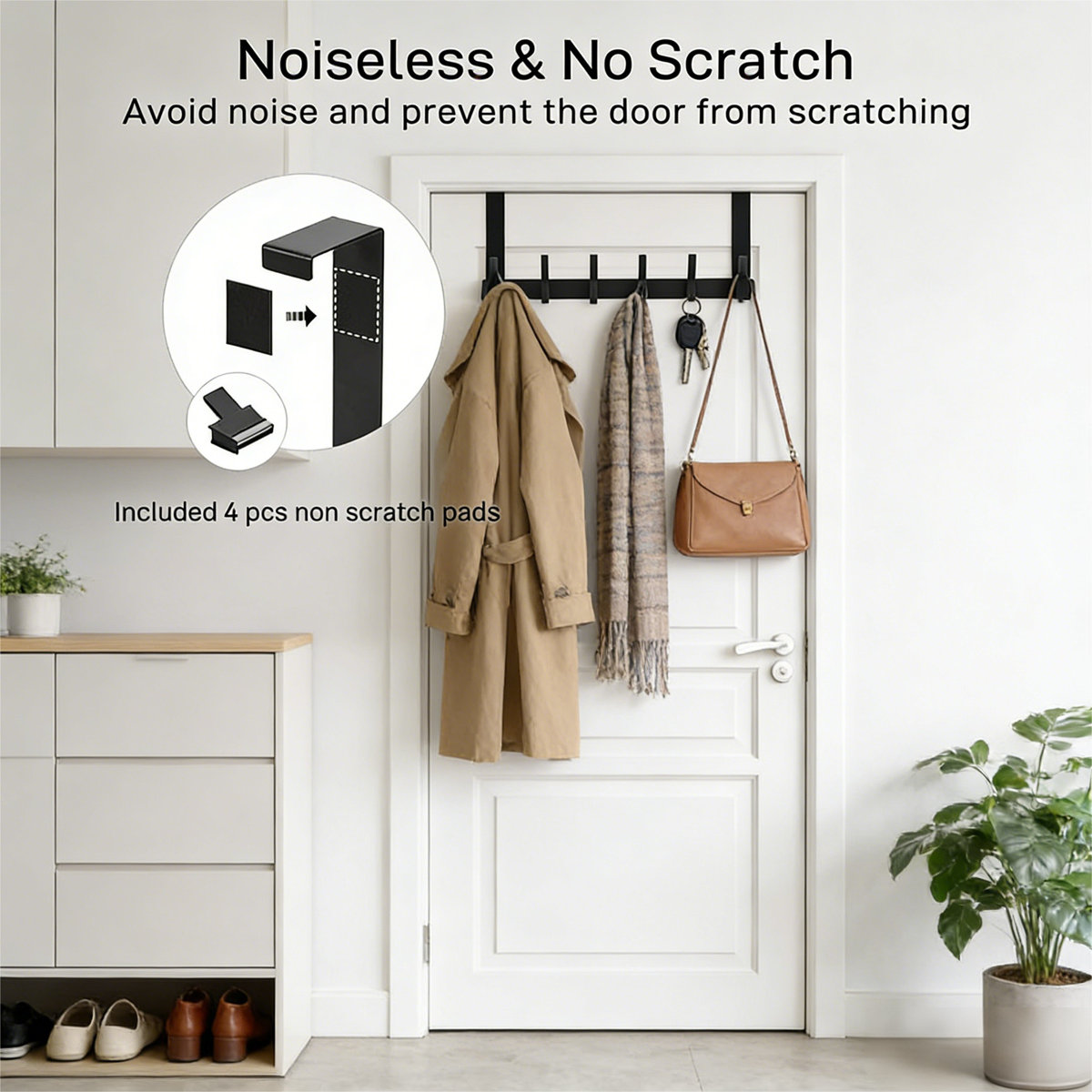 1 Pack Over The Door Hooks Towel Rack With 12 Coat Hooks Black